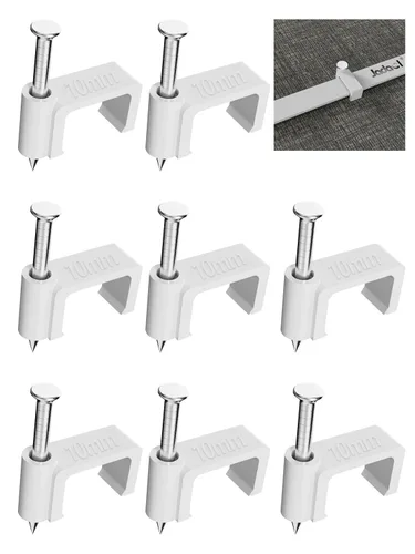 Vista 7 de Jadaol Clips para cable con clavos, paquete de 400 clips de cable (0.197 in, 0.236 in, 0.315 in, 0.394 in), clavijas planas de cable para cable