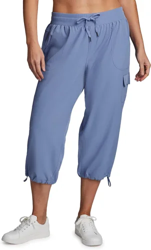 Vista 10 de RBX Active - Pantalón capri de talla grande con cordón, ligero, tejido elástico y estilo cargo, para mujer Albahaca