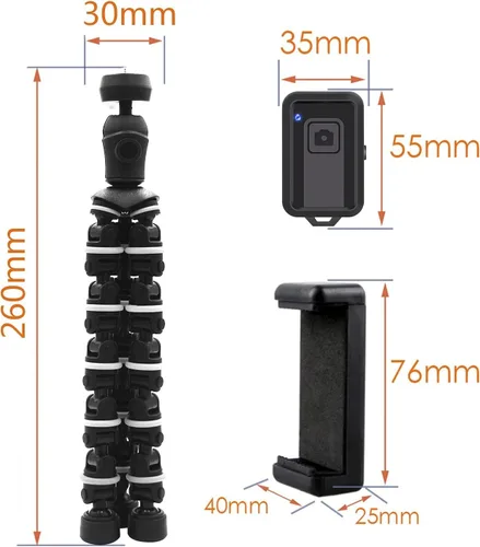 Vista 4 de Trípode para Teléfono, Trípode Pulpo Linkcool con Soporte de Montaje para Teléfono con Control Remoto Inalámbrico Usar como Trípode para iPhone