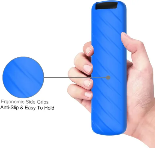 Vista 4 de LEFXMOPHY Funda azul compatible con Alexa Voice Remote Pro 2022, funda protectora de silicona que brilla en la oscuridad con correa