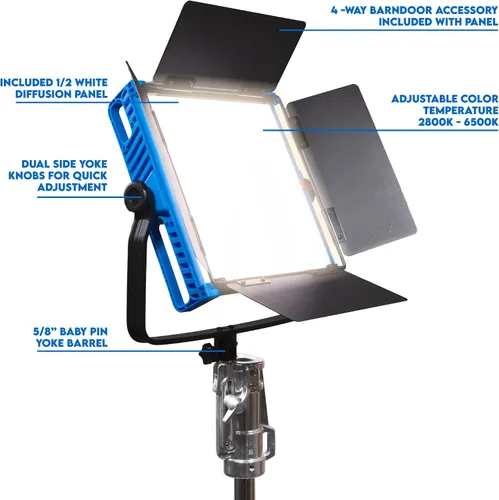 Vista 2 de Dracast Kala Plus Series 1000 - Luz de video LED bicolor 2800K - 6500K Control de aplicación Regulable 0-100% CRI y TLCI 96+ Placa