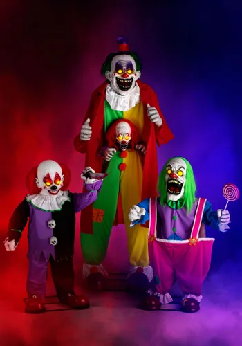 Vista 3 de Decoración Animatrónica de Payaso Asesino de 1.2 m para Halloween Multicolor