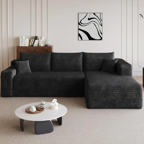 Vista 25 de Sofá seccional Cloud de 96 pulgadas, sofá deshuesado para sala de estar, sofá modular con asiento profundo, sofá de pana cómodo y esponjoso con Negro