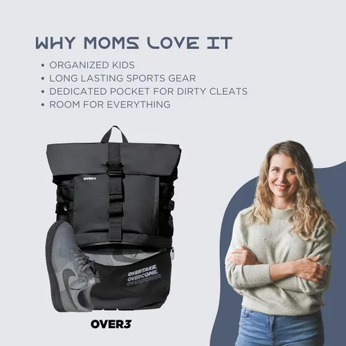 Vista 5 de OVER3 Mochila de baloncesto grande – con compartimento para zapatos y laptop – Bolsa versátil para baloncesto, fútbol, voleibol, fútbol y viajes