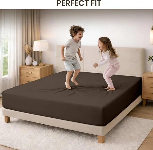 Vista 14 de SGI bedding 100% Egyptian Cotton 600 TC Twin Size Fitted Sheet Only Soft, Smooth Sateen Weave 15" inch Deep Pocket Fitted Bed Sheet - White