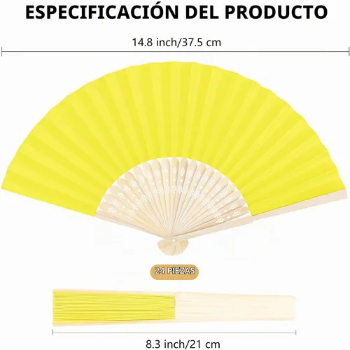 Vista 2 de Aneco Abanicos plegables de papel de mano con bambúes para regalo de boda, fiesta, hogar, bricolaje, multicolor