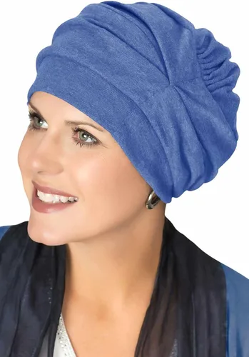Vista 14 de Trinity Turbante 100% algodón - ¡3 estilos en uno! Sombreros encorvados para quimioterapia, para pacientes con cáncer. Amatista