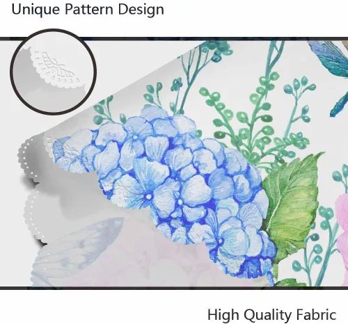Vista 5 de AOYEGO Mantel redondo de primavera con diseño floral de pájaros, libélula, mariposa, hortensia, primavera, 60 pulgadas, para comedor, fiesta