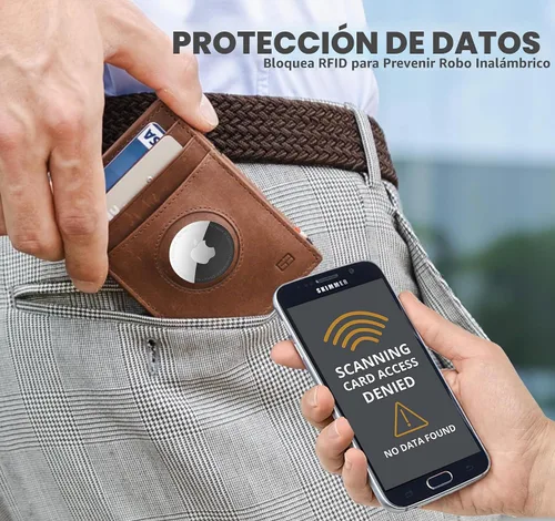 Vista 5 de GARZINI Billetera Airtag con bloqueador RFID, cartera mágica para hombre 01 Negro carbón