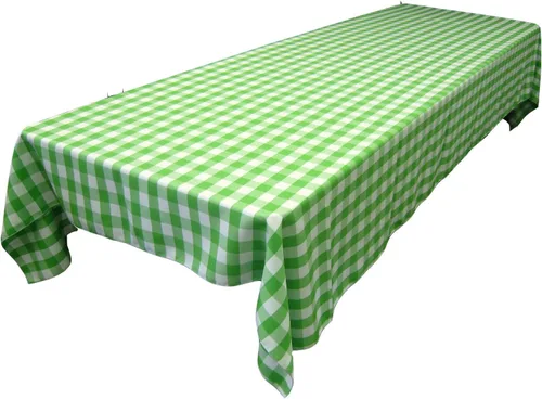 Vista 38 de LA Linen Mantel rectangular de poliéster Gingham a cuadros 60 por 84 pulgadas, blanco y verde oscuro