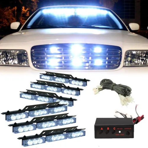 Vista 12 de 54 luces LED estroboscópicas intermitentes de uso de advertencia de emergencia para vehículo de emergencia para rejilla de tablero de parabrisas Azul