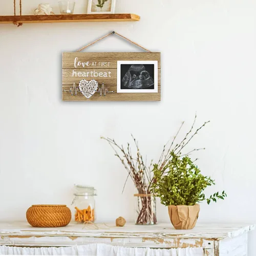 Vista 4 de VILIGHT Regalos para Nuevas Mamás - Anuncios de Embarazo Regalos de Revelación de Género para Bebés - Marco de Fotos de Sonograma Amor en el Primer