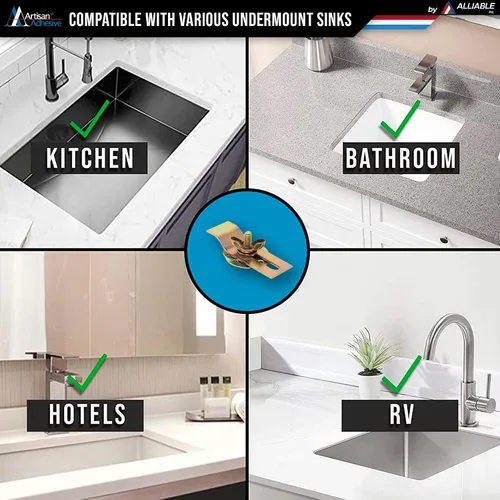 Vista 5 de Juego de 10 clips para fregadero de alta calidad, clips para fregadero empotrados, soportes para fregadero, clips para fregadero de baño, clips
