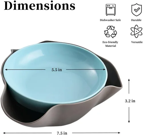 Vista 6 de Tazón de pistacho de plástico con almacenamiento de concha, cuenco de doble plato para servir, plato de nueces, almacenamiento para semillas