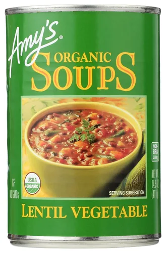 Vista 10 de Amy's Sopa orgánica de verduras gruesa, baja en grasa, 14.3 onzas