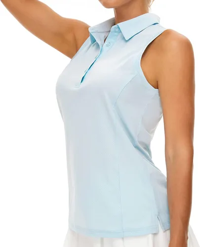 Vista 3 de Casei Polo de golf sin mangas para mujer, UPF 50+, de secado rápido, con cuello