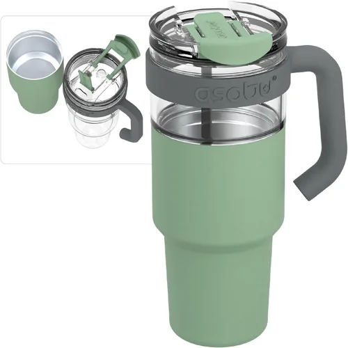 Vista 21 de asobu Taza de viaje 360 – Taza de acero inoxidable aislada al vacío de 28 onzas con tapa y asa a prueba de derrames de 360° – Mantiene las bebidas