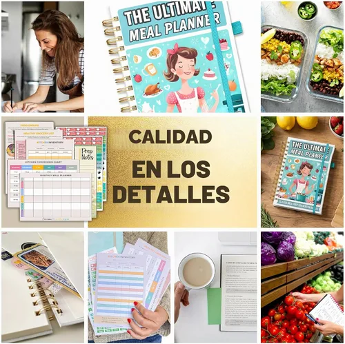 Vista 2 de Life & Apples Planificador de Comidas con Lista de Compras – Menú Semanal Sin Fecha y Cuaderno de Preparación de Comidas, Planificador de Cocina