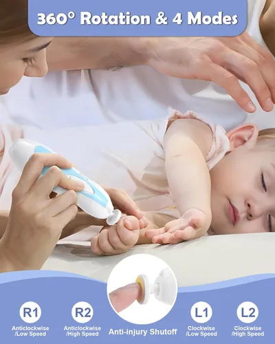 Vista 3 de Lictin Kit de cuidado de la salud y aseo del bebé, juego de recortador de uñas eléctrico 31 en 1, kit de cuidado de guardería para recién nacidos