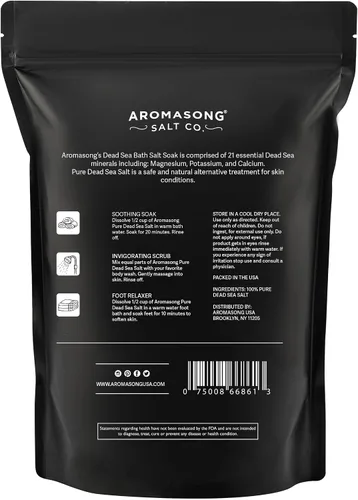 Vista 9 de Aromasong Baño de sal del mar muerto remojo 6 libras. Paquete a granel – Sales del Mar Muerto 100% naturales para remojar, relajar y desintoxicar
