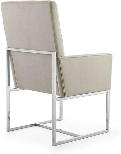 Vista 7 de Eden Home Juego de sillones de comedor de terciopelo de 2 piezas en champán blanco roto