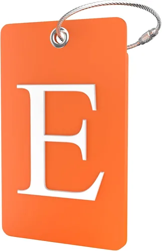 Vista 316 de Etiqueta de equipaje con inicial, totalmente flexible, con aro de acero inoxidable, letra G