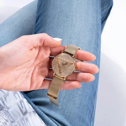 Vista 8 de GUESS Reloj analógico con logotipo plateado