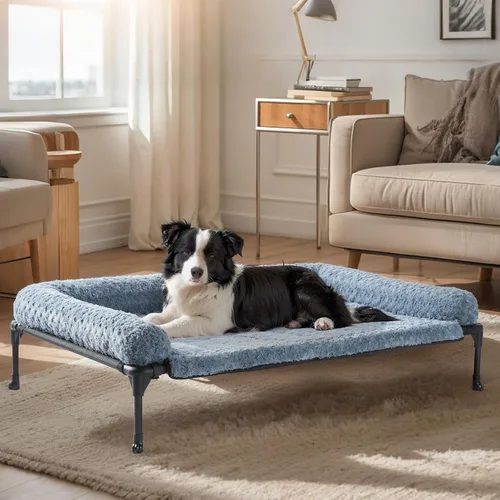 Vista 6 de Veehoo Cama elevada ortopédica para perro con cojín extraíble de felpa de rosa, 41 x 27 pulgadas, cama lavable para perro, cuna elevada