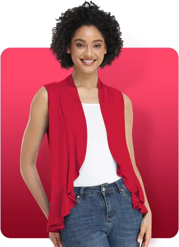 Vista 4 de Xeoxarel Cárdigan sin mangas para mujer con frente abierto (S-3XL)