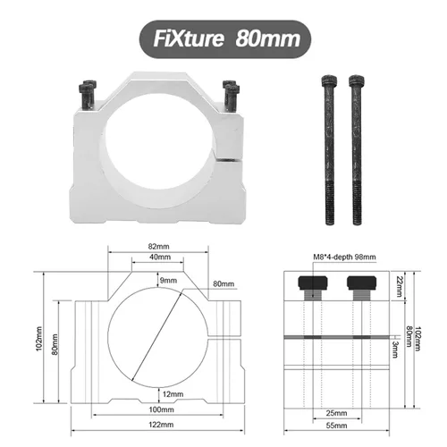 Vista 5 de Soporte de motor CNC, abrazadera de montaje de motor de husillo de aluminio con tornillos, juego de herramientas para husillo CNC grabado máquina