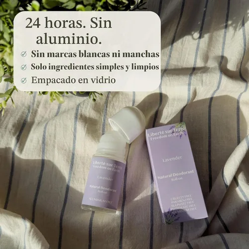 Vista 2 de Desodorante natural roll-on lavanda, sin aluminio