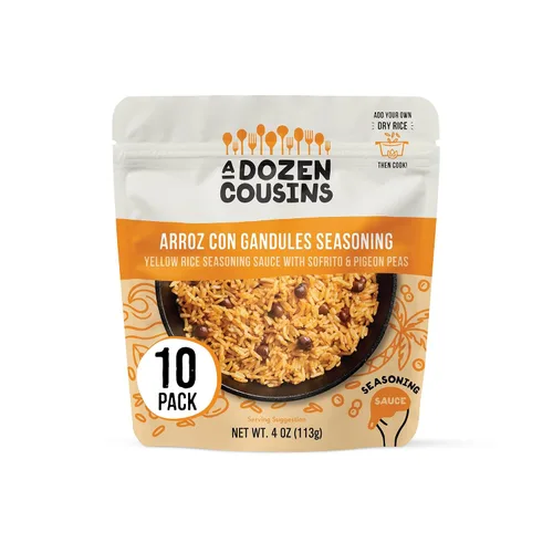 Vista 8 de Paquetes de salsa de condimento de arroz A Dozen Cousins, sazona y prepara tus propios platos de arroz, paquete variado de 6 unidades, Arroz Con