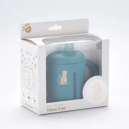 Vista 2 de LITTEL RAWR - Vasos de silicona para bebés de 6 meses o más, taza de entrenamiento de 3 etapas para bebés y niños pequeños, boquilla suave y asas