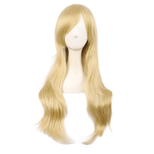 Vista 8 de MapofBeauty - Peluca larga de extremos rizados para cosplay, de 28 pulgadas, para mujer, color Azure Azul celeste