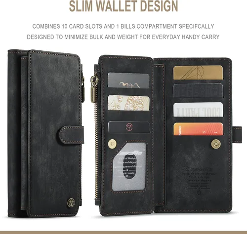 Vista 3 de JGY - Funda para Pixel 6A, Google Pixel 6A de piel de gamuza con cremallera y correa de cordón, Pixel 6A, monedero, cartera magnética para mujer