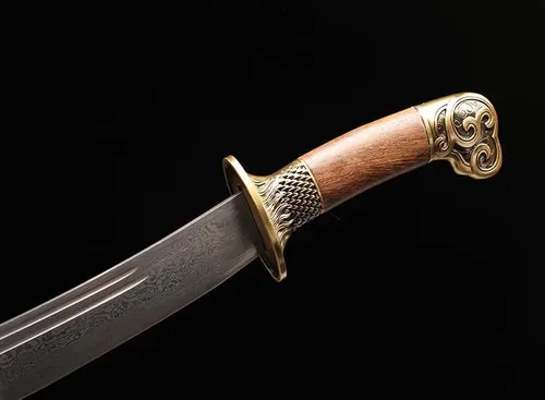 Vista 2 de Espada de Damasco Tanto de 12 pulgadas, hecha a mano, espada de tigre dragón chino, plegada, de acero, katana corta