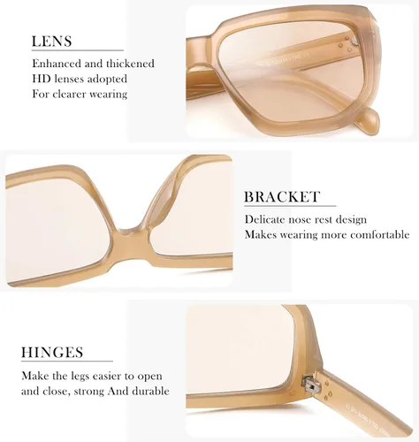 Vista 3 de FEISEDY B2717 - Gafas de sol cuadradas retro para mujer