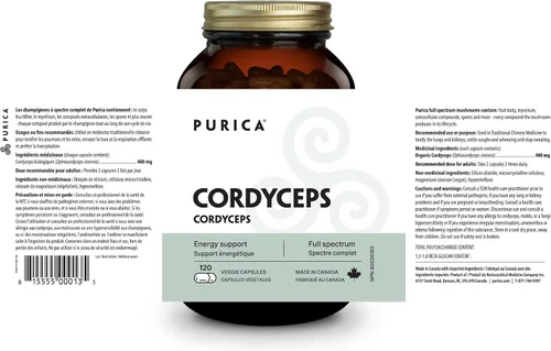 Vista 8 de PURICA Cordyceps - Suplementos de hongos, 120 cápsulas veganas, suministro de 30 días, apoya la energía, vitalidad, bienestar respiratorio, cuidado