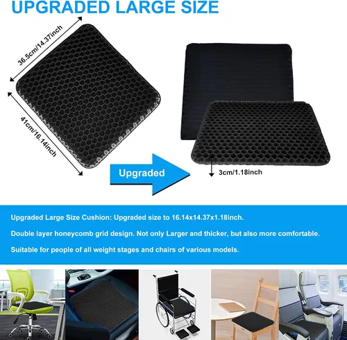 Vista 6 de Yimiyaa Cojín de Gel para Asiento, Cojín de Gel Grueso Doble en Forma de Huevo para Alivio del Dolor por Presión, Almohadillas Transpirables