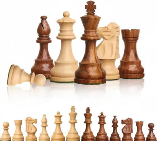 Vista 6 de Edición Coleccionista Piezas de Ajedrez Madera Monedas Peones Ajedrez Piezas de Estatuilla (3.75 Pulgadas Marrón - Blanco)
