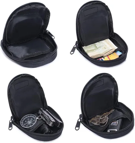 Vista 5 de Nueva bolsa táctica para llaves tarjetero para hombre monedero bolsillo con cremallera bolsa para exteriores monedero bolsa para dinero color naranja
