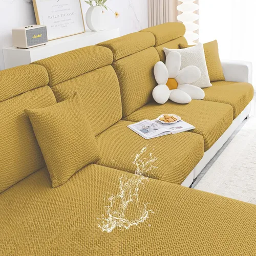 Vista 11 de Smiry Fundas de cojín impermeables para sofá, fundas de cojín elásticas de jacquard grueso, funda de asiento lavable, protector elástico de muebles