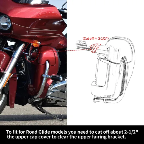 Vista 7 de XMT-MOTO Kit inferior de carenado ventilado izquierdo y derecho para Harley Touring Road King Electra Glide Ultra Limited Ultra Classic Street Glide