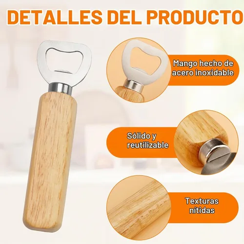 Vista 3 de Abrebotellas de vino de madera, 50 unidades, abridor de botellas de acero inoxidable, abrebotellas de sidra de mano de madera, abrebotellas de vino