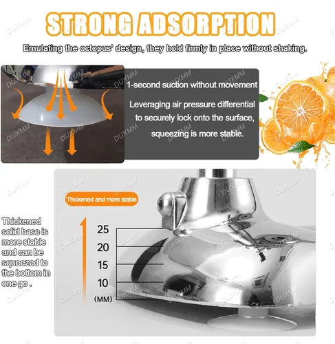 Vista 6 de Exprimidor de naranja de hierro fundido de cocina, máquina exprimidora de prensa manual, con base en forma de U manual, placa de presión grande