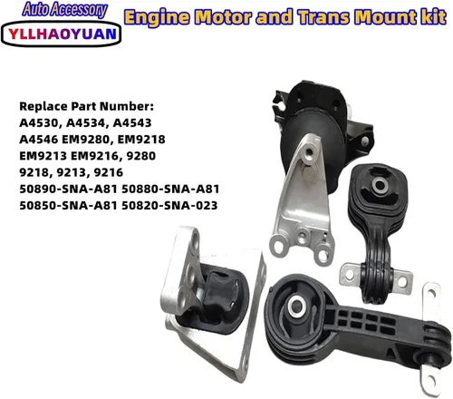 Vista 3 de Soporte de motor y transversal de 4 piezas compatible con Civic 1.8L de 2006, 2007, 2008, 2009, 2010, 2011 de repuesto para A4546 A4530 A4534 A4543