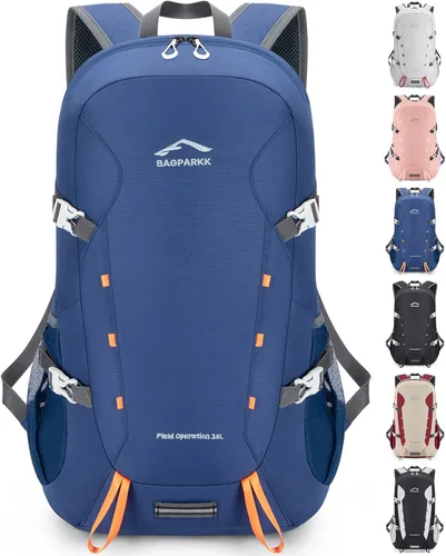 Vista 10 de BAGPARKK Mochila de senderismo, mochilas de viaje grandes de 35 litros para hombres y mujeres, resistente al agua, ultra ligera, plegable, plegable