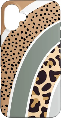 Vista 23 de Boho Burnt Orange Half Rainbow with Dotted Pattern Leopard Case for iPhone 17