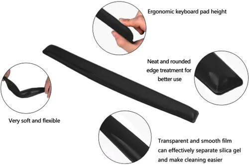 Vista 4 de Juego de reposamuñecas de gel para teclado y mouse – Soporte para teclado y mouse para oficina, juegos, computadora, laptop, ergonómico, cómodo