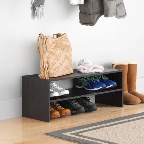 Vista 15 de Whitmor - Estante para zapatos apilable de madera con 2 estantes, nogal, 61 centímetros, paquete de 2